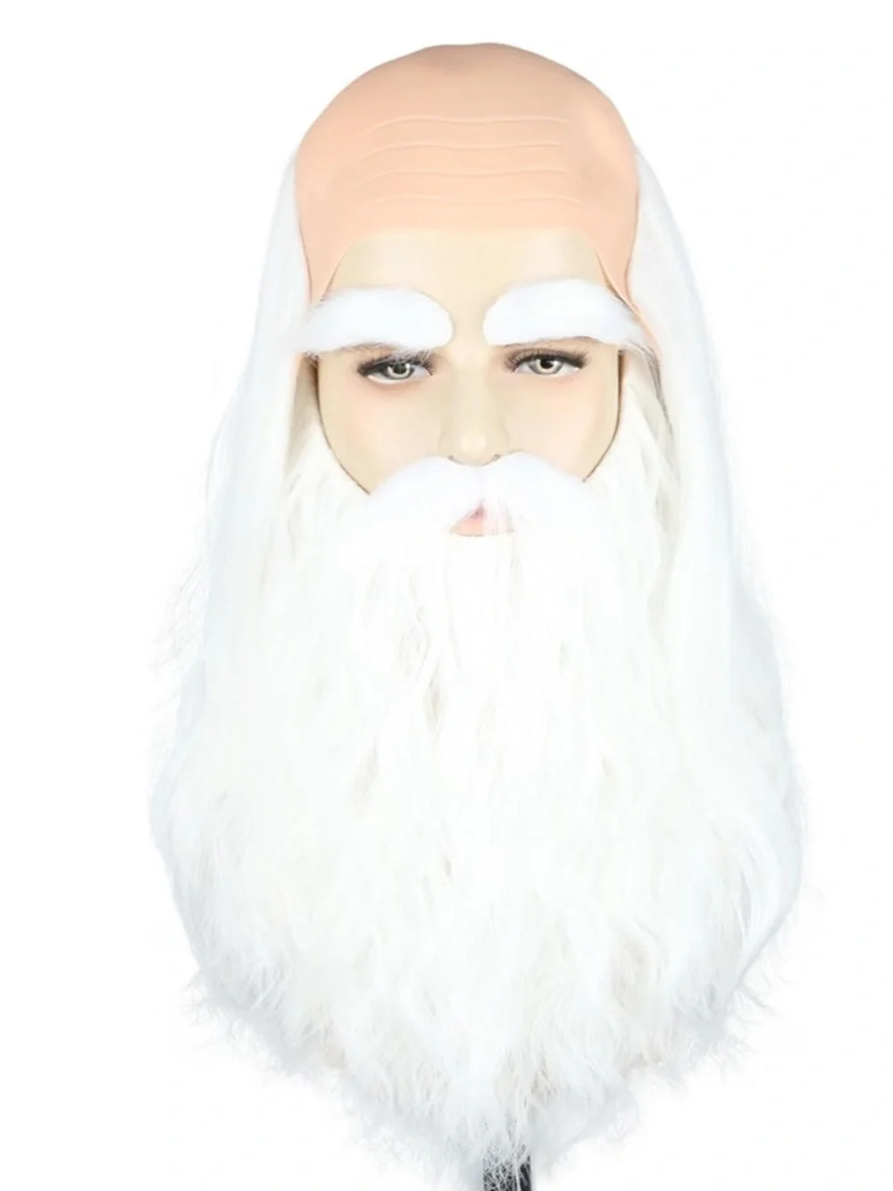 NWT Santa Wizard Full-Length Beard with Bald Cap Adhesive Mustache and Eyebrows